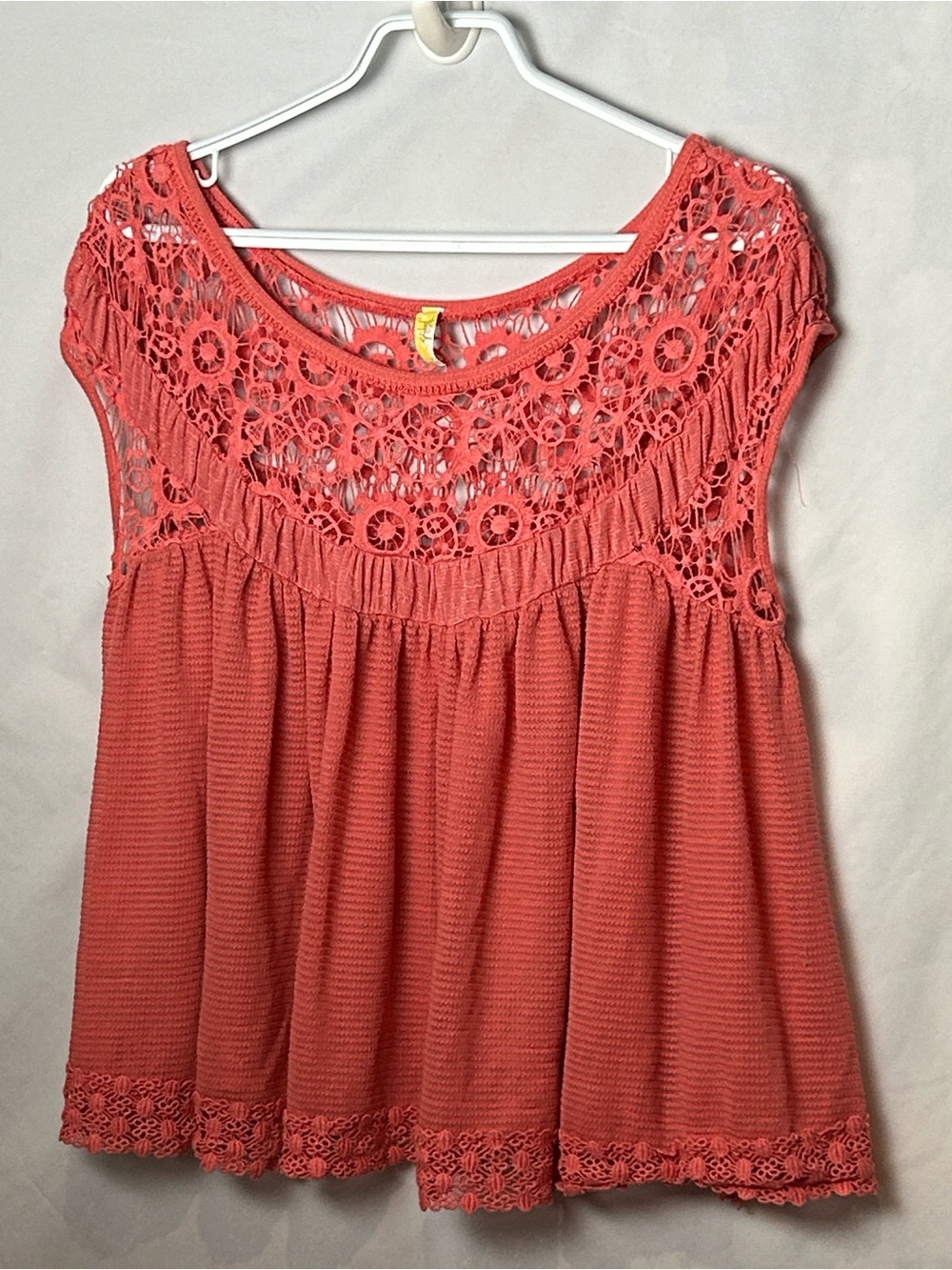 Free people coral crochet oversized shirt